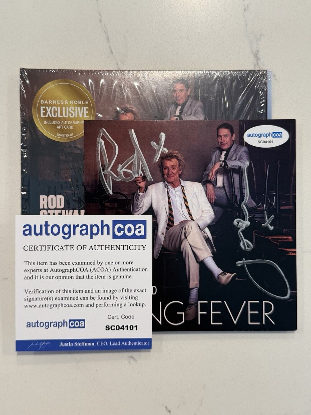 Rod Stewart & Jools Holland Double Signed COA ACOA Swing Fever CD AUTOGRAPH #15